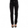 Jeans skinny decorati a vita media neri - W24