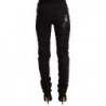 Jeans skinny decorati a vita media neri - W24