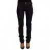 Jeans skinny in denim di cotone nero a vita media - W26 - IT40