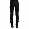 Jeans skinny in denim di cotone nero a vita media - W26 - IT40