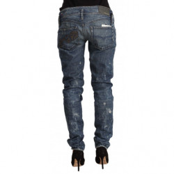 Jeans skinny denim cotone vita bassa blu invecchiato - W28 - IT42