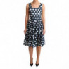 Abito a trapezio in cotone a pois blu - IT40-S