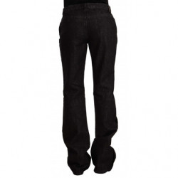 Jeans dritti taglio stivale denim cotone nero vita media - W28 - IT42