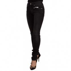 Jeans skinny slim fit in cotone lavato nero a vita media - W26 - IT40