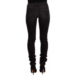 Jeans skinny slim fit in cotone lavato nero a vita media - W26 - IT40