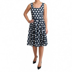 Abito a trapezio in cotone a pois blu - IT40-S