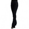 Jeans svasati in denim nero a vita media da donna in cotone - W24