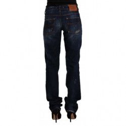 Jeans dritti denim cotone vita media lavato blu scuro - W26 - IT40