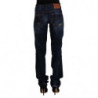 Jeans dritti denim cotone vita media lavato blu scuro - W26 - IT40