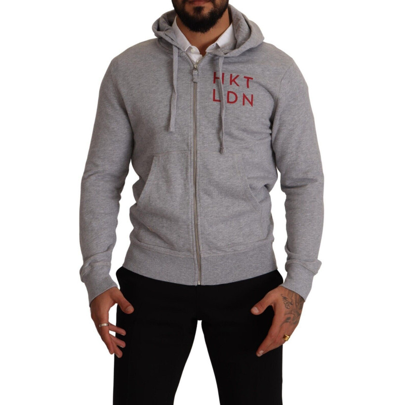 Felpa in cotone con cappuccio e zip intera grigia - IT46 - S