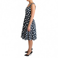 Abito a trapezio in cotone a pois blu - IT40-S