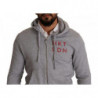 Felpa in cotone con cappuccio e zip intera grigia - IT46 - S
