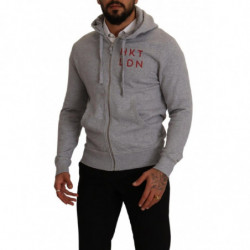 Felpa in cotone con cappuccio e zip intera grigia - IT46 - S