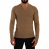 Maglione pullover da uomo scollo V maglia lana marrone - IT48 - M