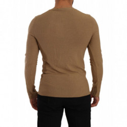 Maglione pullover da uomo scollo V maglia lana marrone - IT48 - M