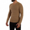 Maglione pullover da uomo scollo V maglia lana marrone - IT48 - M