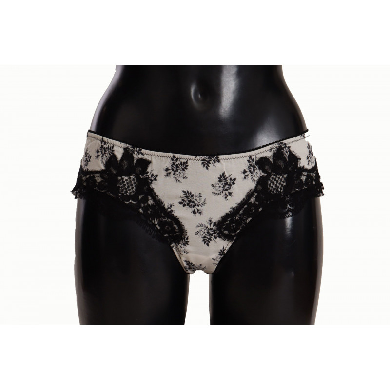 Intimo slip in raso di pizzo floreale bianco - IT4 - L