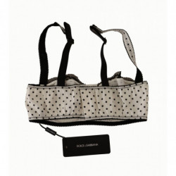 Reggiseno a balconcino in pizzo satinato bianco nero a pois - IT4 - L