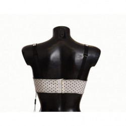 Reggiseno a balconcino in pizzo satinato bianco nero a pois - IT4 - L