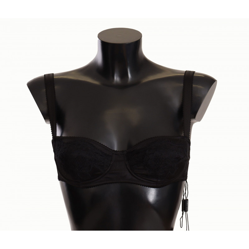 Reggiseno a balconcino in pizzo satinato a pois neri - IT1 - XS