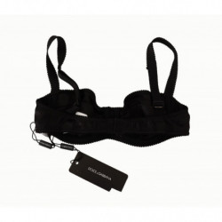 Reggiseno a balconcino in pizzo satinato a pois neri - IT1 - XS