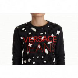 Maglione pullover a maniche lunghe leopardato in cotone nero - IT42-M