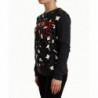 Maglione pullover a maniche lunghe leopardato in cotone nero - IT42-M