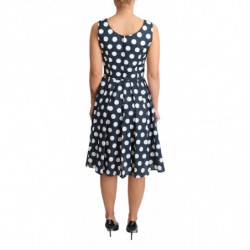 Abito a trapezio in cotone a pois blu - IT44-L