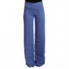 Pantaloni larghi dritti in viscosa blu a vita alta - IT38-XS