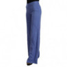 Pantaloni larghi dritti in viscosa blu a vita alta - IT38-XS
