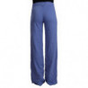 Pantaloni larghi dritti in viscosa blu a vita alta - IT38-XS