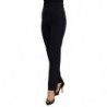 Pantaloni dritti da donna in poliestere nero a vita alta - IT40-S