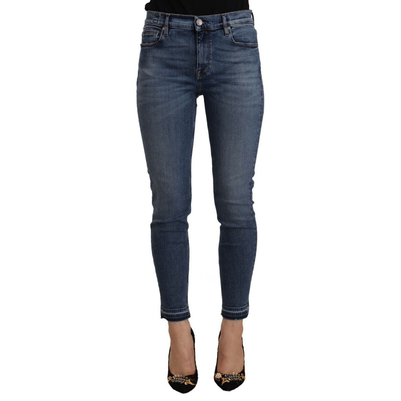 Jeans cropped slim fit denim cotone blu vita media - W32 - IT46