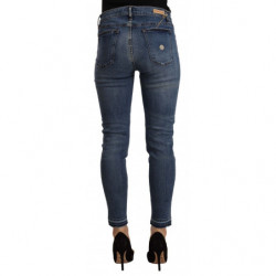 Jeans cropped slim fit denim cotone blu vita media - W32 - IT46