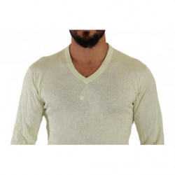 Maglione pullover a maniche lunghe con scollo a V giallo - IT48 - M