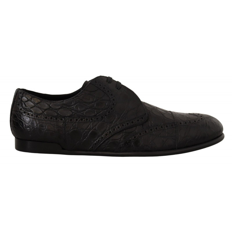 Scarpe derby da uomo in pelle di caimano nero - EU44/US11