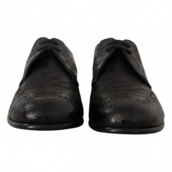 Scarpe derby da uomo in pelle di caimano nero - EU44/US11