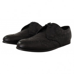 Scarpe derby da uomo in pelle di caimano nero - EU44/US11
