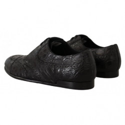 Scarpe derby da uomo in pelle di caimano nero - EU44/US11