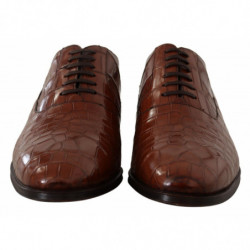 Scarpe derby formali da uomo pelle coccodrillo marrone - EU44/US11