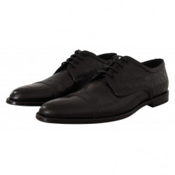 Scarpe derby formali stringate in pelle esotica nera - EU44/US11