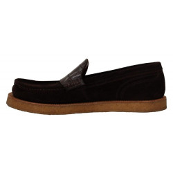 Scarpe mocassino slip on in pelle scamosciata marrone - EU44/US11