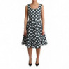 Abito a trapezio in cotone a pois verde - IT44-L