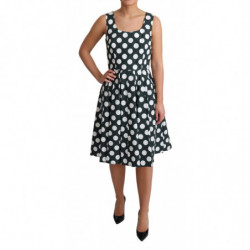 Abito a trapezio in cotone a pois verde - IT44-L