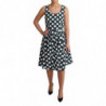 Abito a trapezio in cotone a pois verde - IT44-L