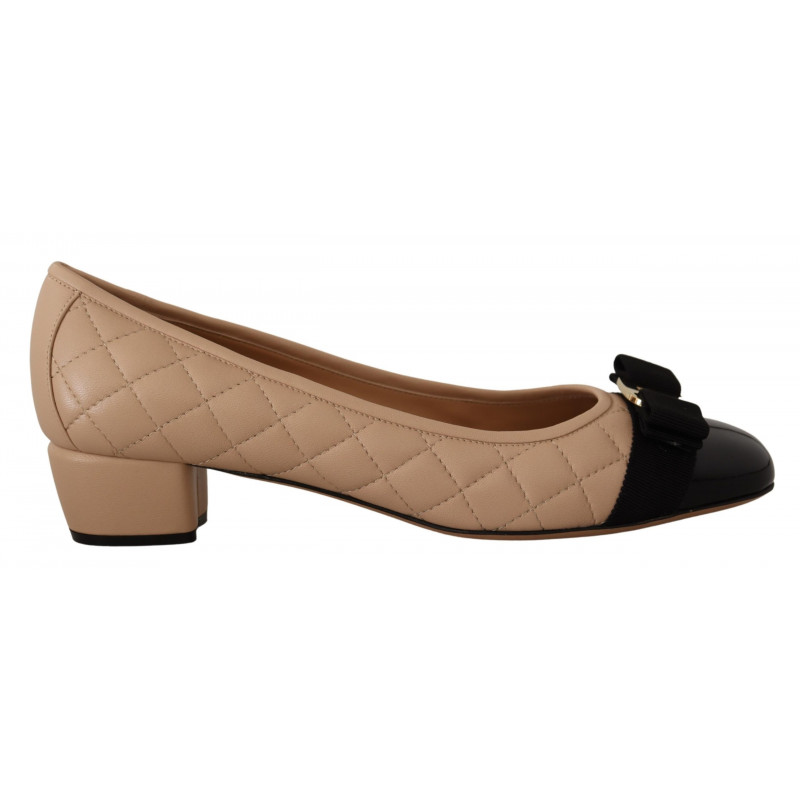 Décolleté in pelle nappa beige e nera - EU36.5/US6
