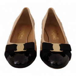 Décolleté in pelle nappa beige e nera - EU36.5/US6