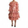 Abito rosa increspato Abito in cotone di seta - IT38-XS