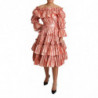 Abito rosa increspato Abito in cotone di seta - IT38-XS
