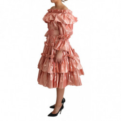 Abito rosa increspato Abito in cotone di seta - IT38-XS